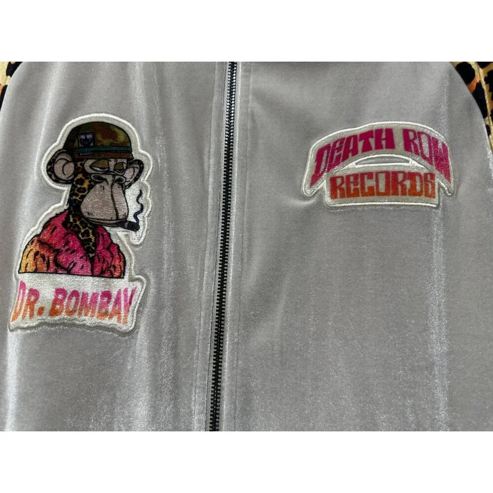 Death Row Records Dr Bombay Velvet Track Jacket Small Leopard Print Snoop Dogg